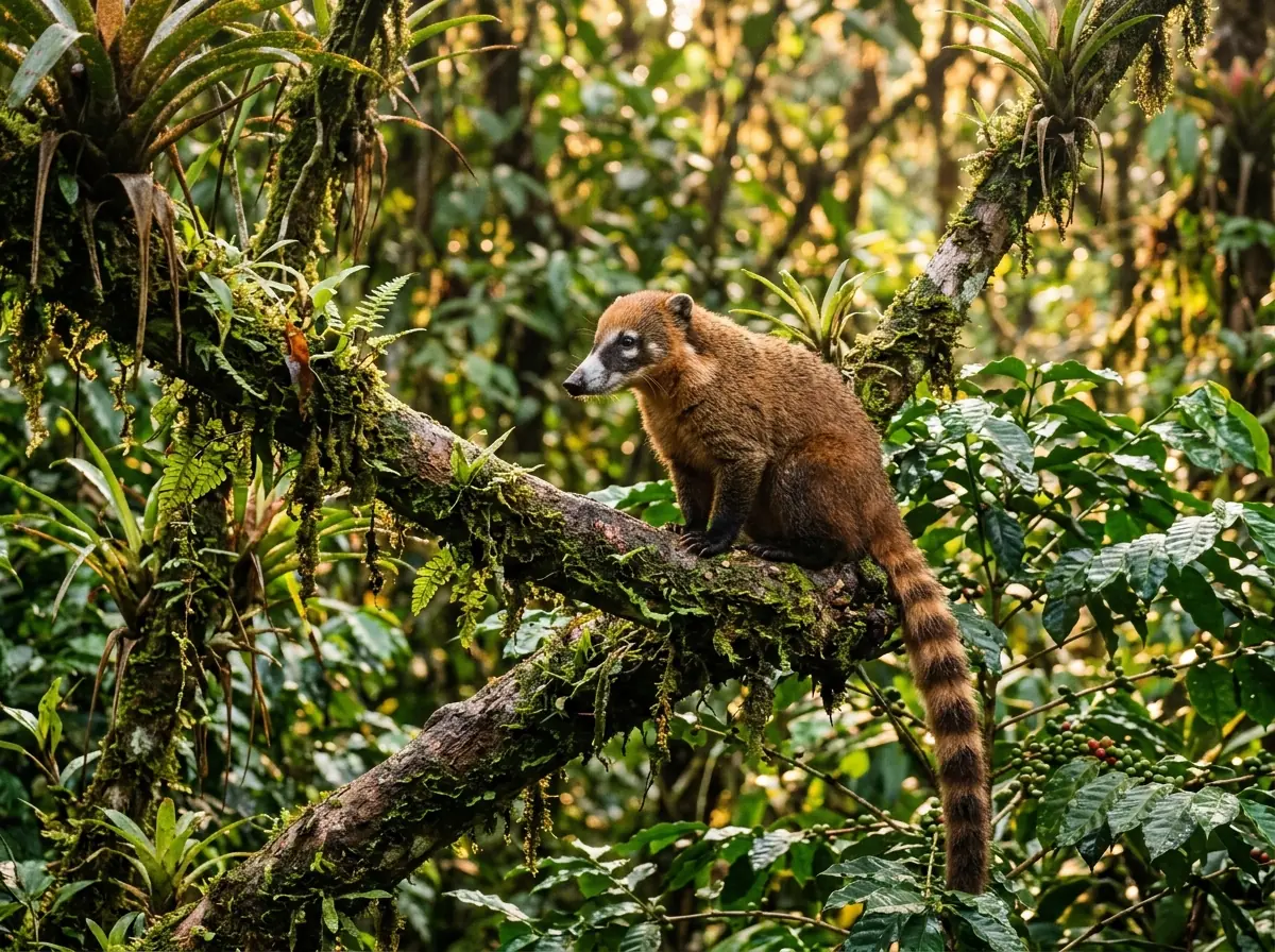 Coatí en el bosque de neblina de Chanchamayo